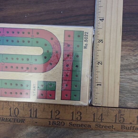Vintage HOYLE Wooden Cribbage Board #5022 Continuous Track 2 Lane SEALED NEW - Picture 11 of 11